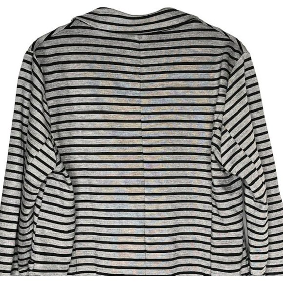 Olivia Moon Striped 1-Button Knit Blazer - Heathered Gray/Black - L - Picture 6 of 10